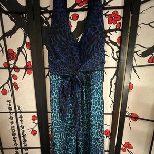Small blue maxi jr dress animal print